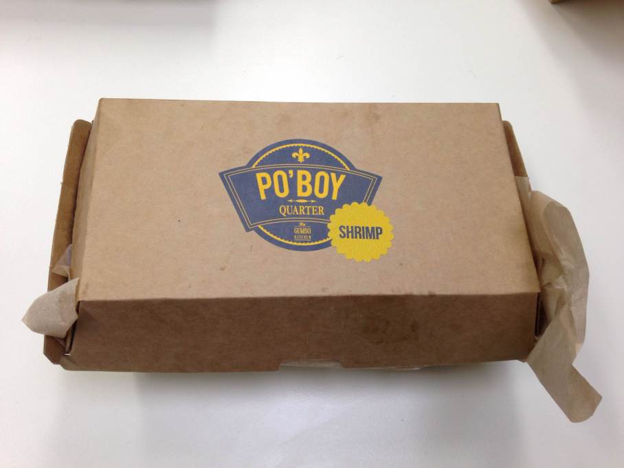Po' Boy Quarter deep fried shrimp sandwich box